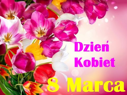 Kolorowa kartka z kwiatami na 8 marca